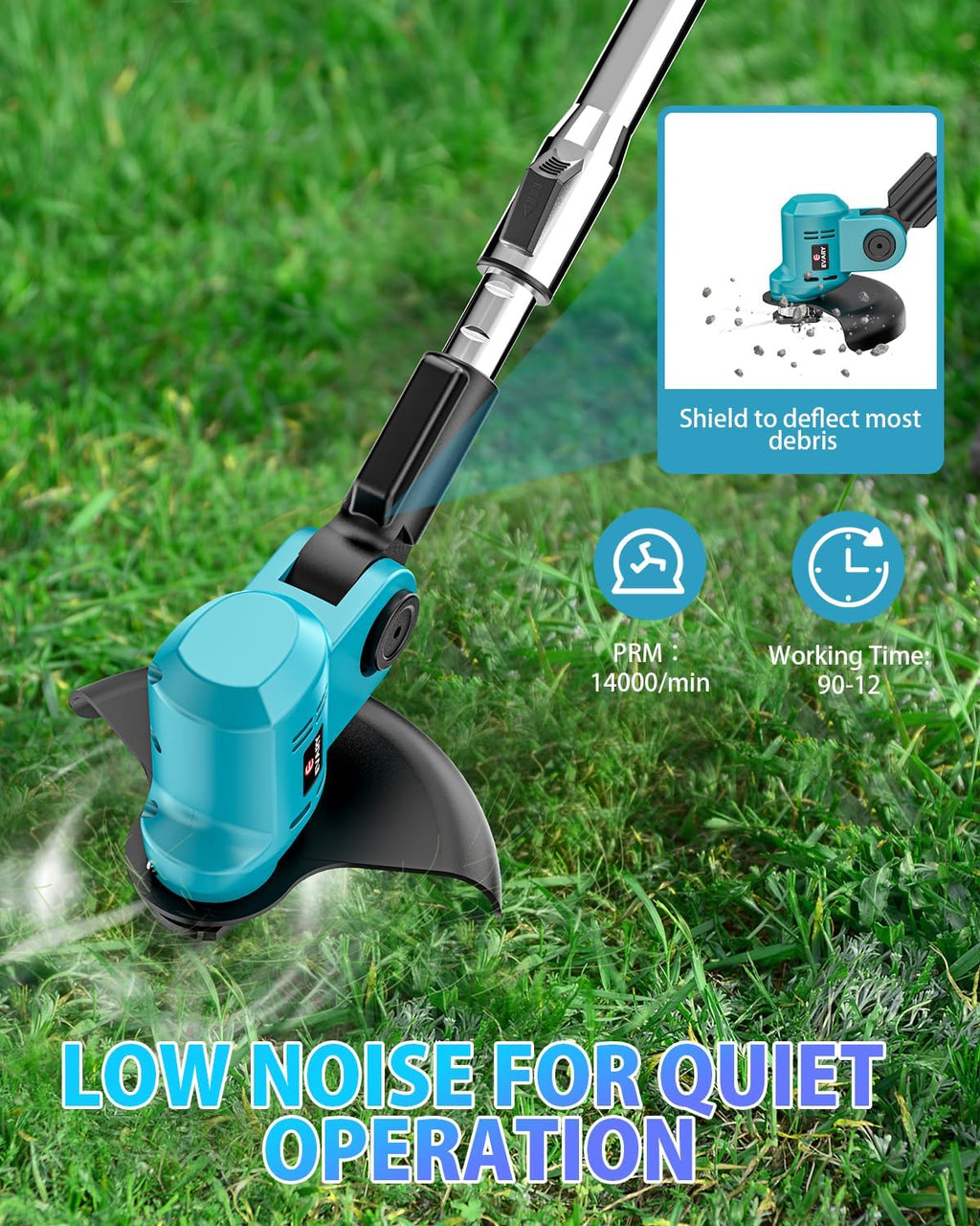 21V Cordless Electric String Trimmer with 6000mAh Battery S303