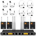 UHF Wireless Microphone System with Headset and Lapel Mics, Bodypack Transmitter, Receiver, 2x15 Channels B37841
