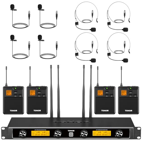 UHF Wireless Microphone System with Headset and Lapel Mics, Bodypack Transmitter, Receiver, 2x15 Channels B37841