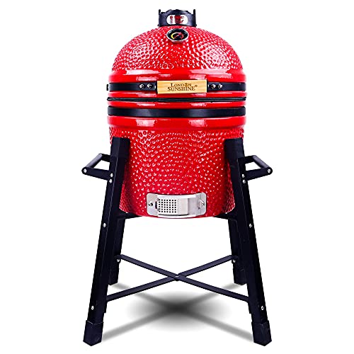 15" Ceramic Charcoal BBQ Grill and Smoker with Stainless Steel Grates S133341