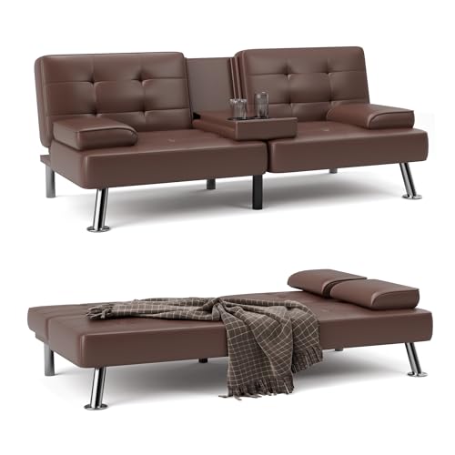 Dark Gray Linen Fabric Reversible Convertible Sofa Bed with Storage Chaise P525