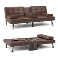 Dark Gray Linen Fabric Reversible Convertible Sofa Bed with Storage Chaise P525