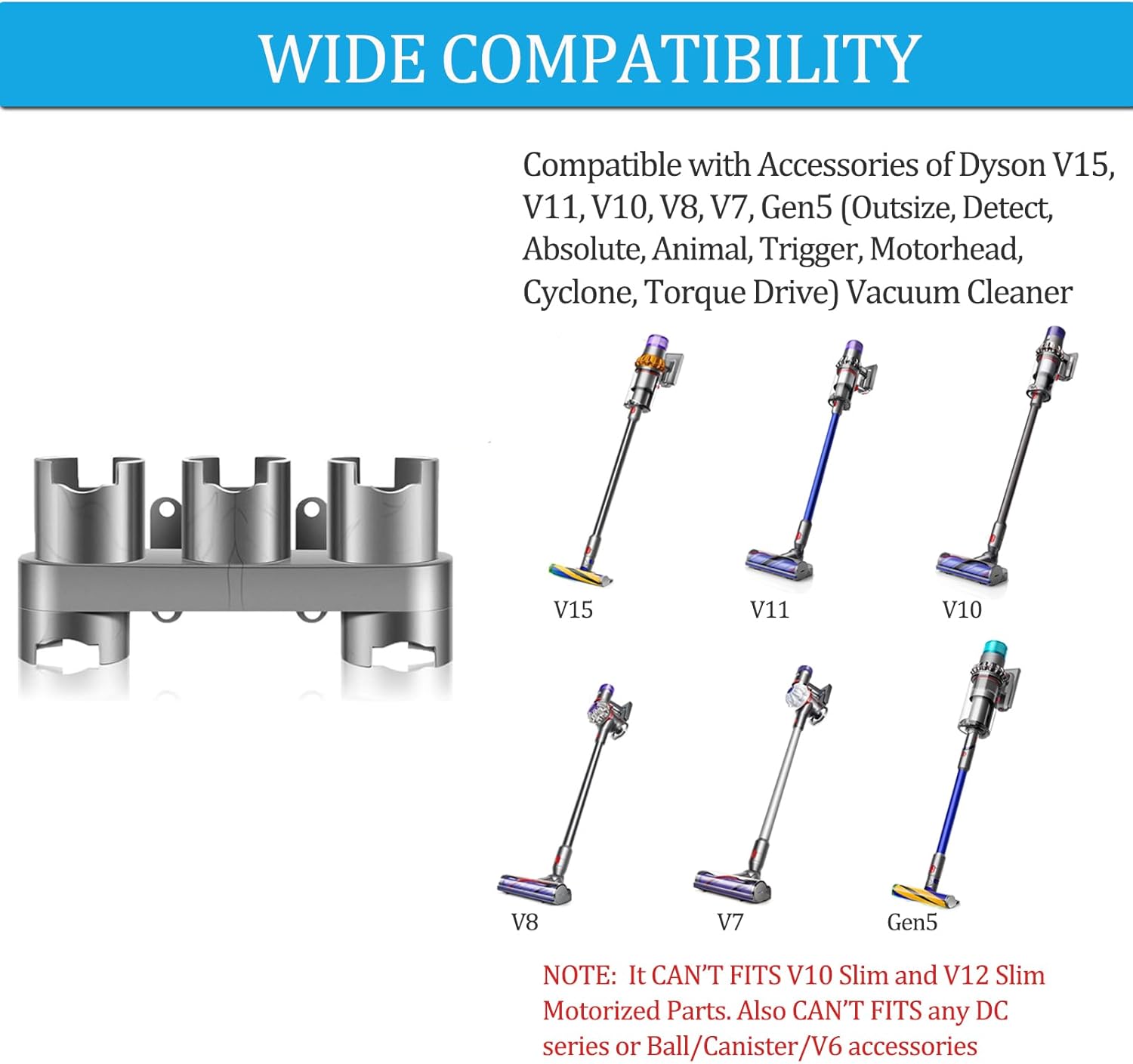 Grey Vacuum Cleaner Attachment Holder Wall Mount R105969