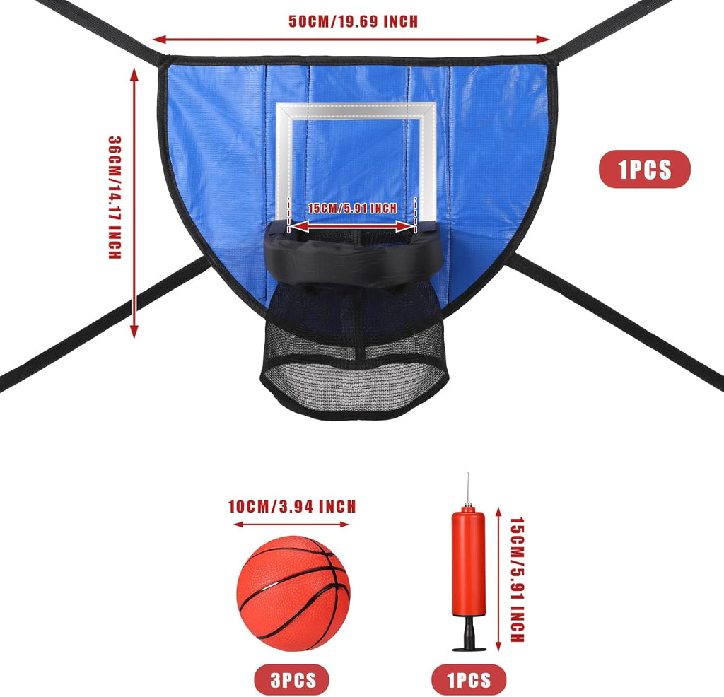 Waterproof Trampoline Basketball Hoop Set with Mini 3 Basketballs and Pump G4093
