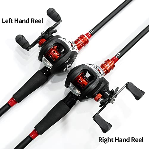 Fishing Rod and Reel Combo, Baitcasting Combo, 6 Foot 7 Foot 2-Piece, Fiberglass Wrapped Carbon Fiber Rod with EVA Handle L384795
