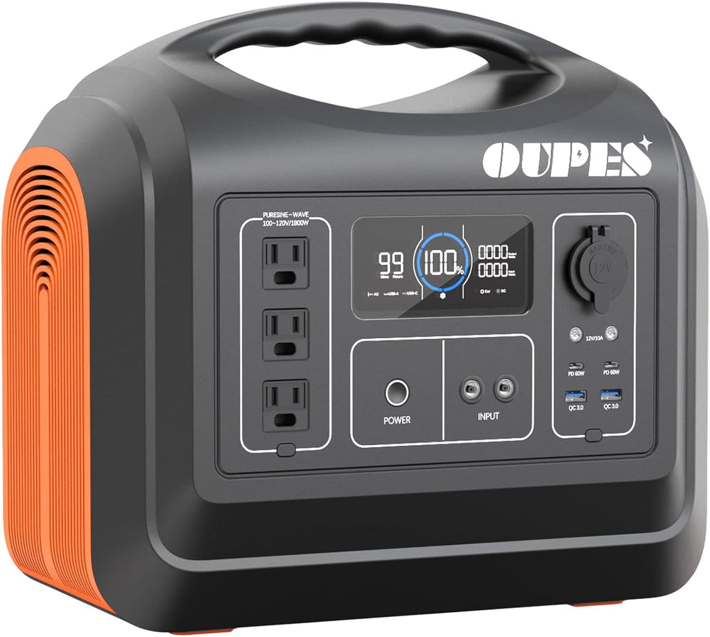 Portable Power Station 1200W, 992Wh (310,000mAh) LiFePO4 Battery Backup with 3 110V AC Outlet S5730