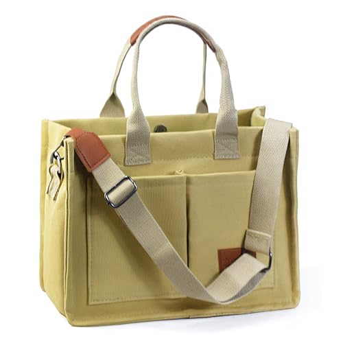 Canvas Tote Bag With Pockets Crossbody Hobo Messenger Shoulder Handbag Z489