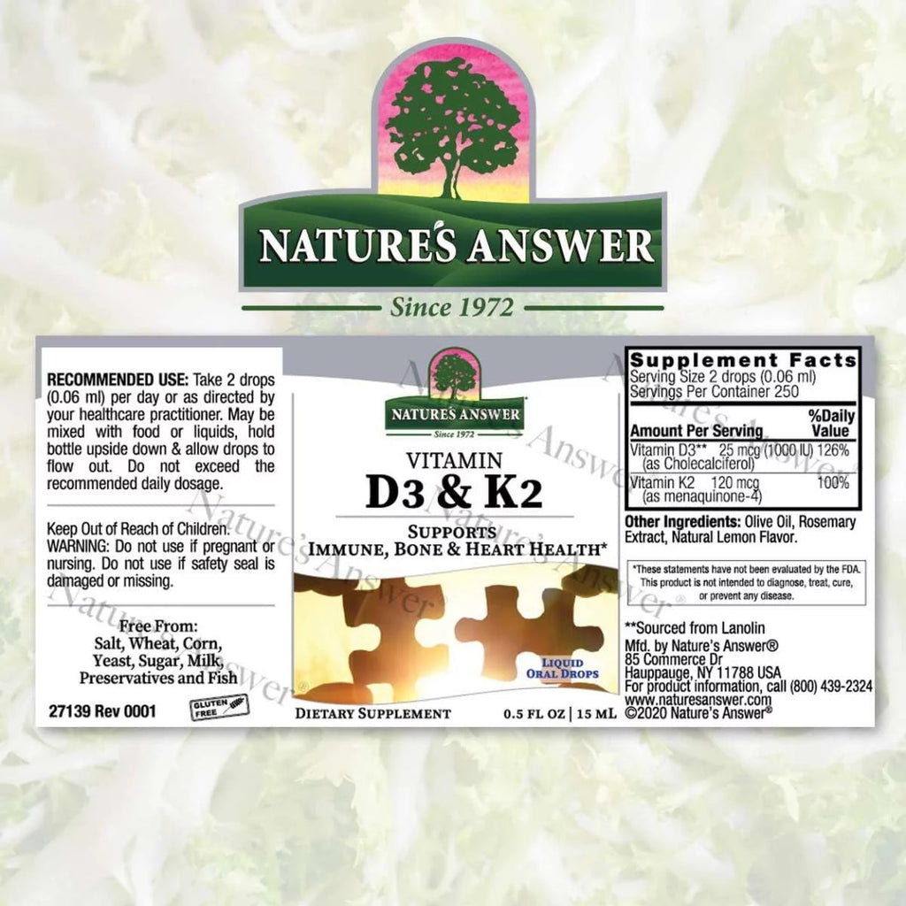 Vitamin D3 and K2 Liquid Drops 0.5oz J12450