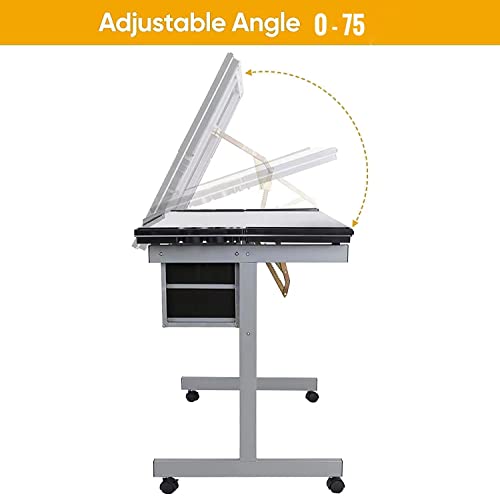 Silver Adjustable Glass Drafting Table U8569