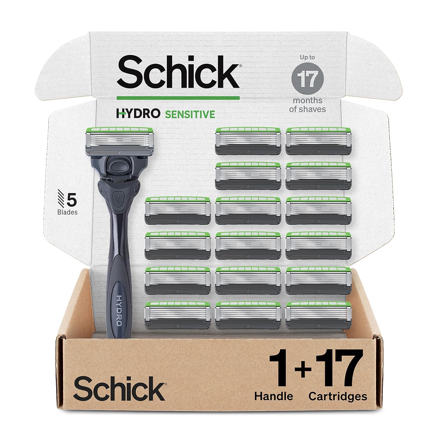 1 Razor Handle and 17 Cartridges 5 Blade Razor Q249