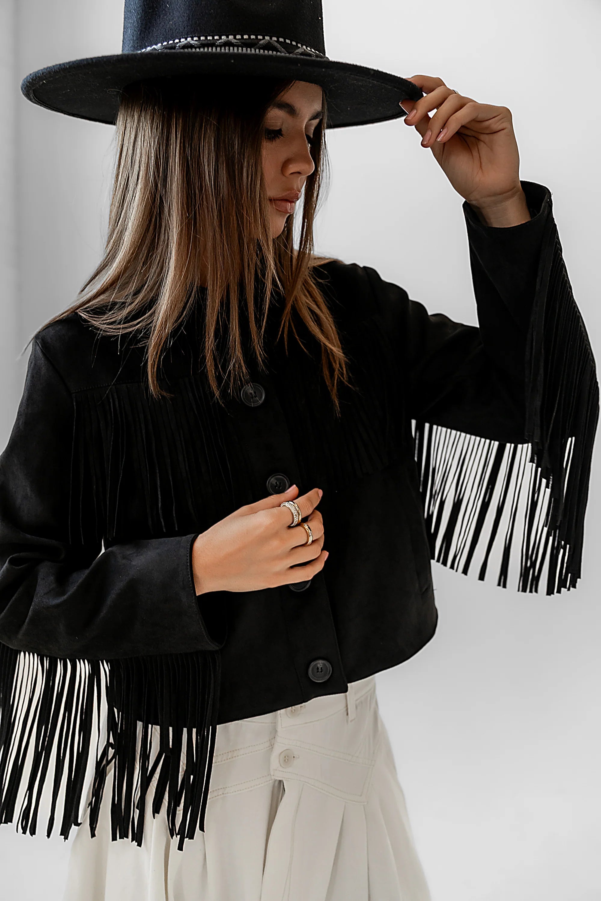 Black Fringe Jacket Z541