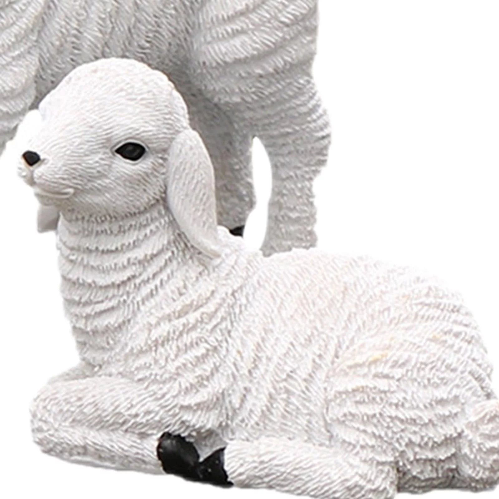 Set of 2 Resin Lamb Figurine Decoration I337891