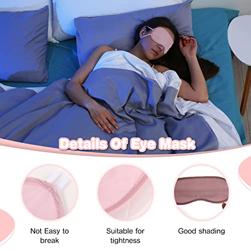 100 Pieces Pink Silk Sleep Eye Mask with Adjustable Elastic Strap D299