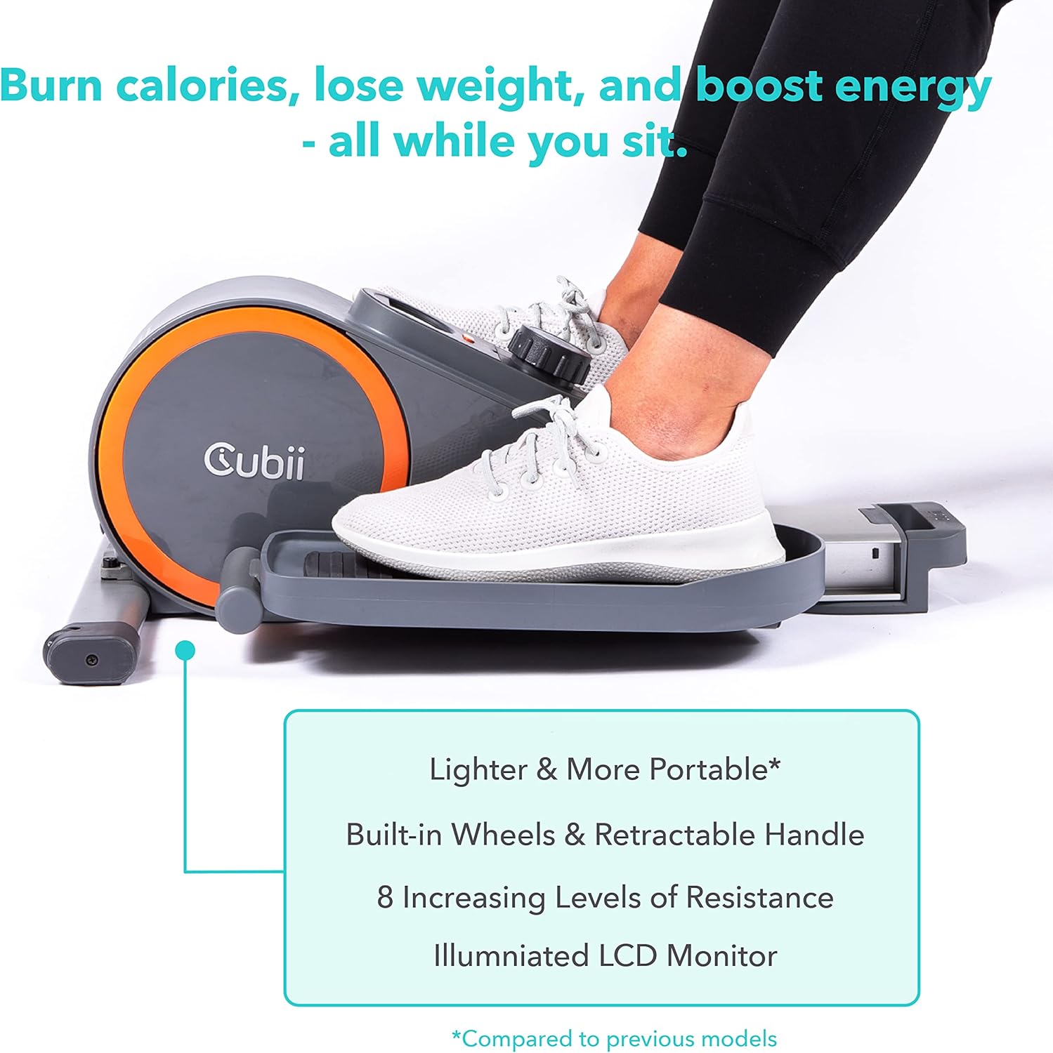 Compact Pedal Bike Exerciser with Built-in Wheels C882