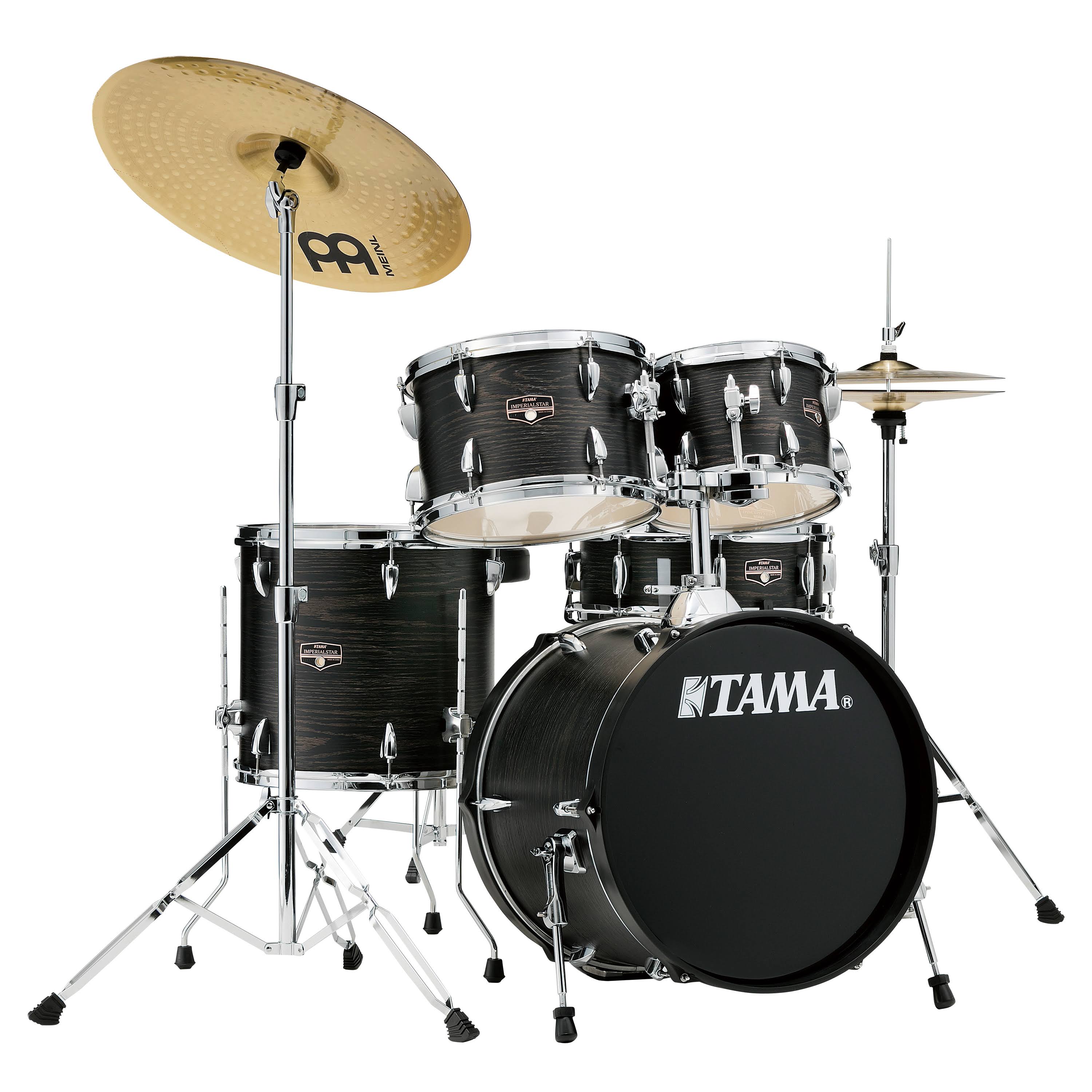 5-Piece Drum Set with 18 in. Bass Drum and Meinl HCS Cymbals Black Oak Wrap W614