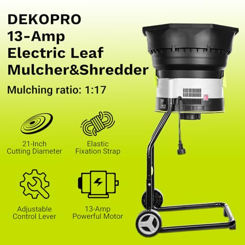 13-Amp Electric Leaf Mulcher Shredder with 20 Cutting Lines T378418