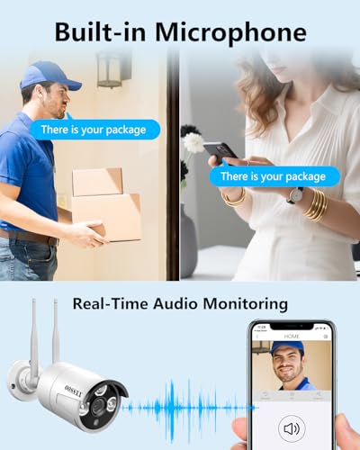 2K 3.0MP Wireless Security Camera System with 2TB Hard Drive, 4Pcs Outdoor WiFi Security Cameras Q869208