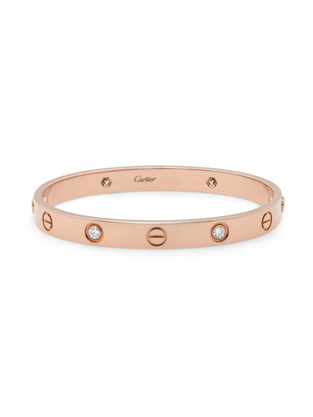 18K Rose Gold Bracelet with 4 Diamonds Size 18 B607