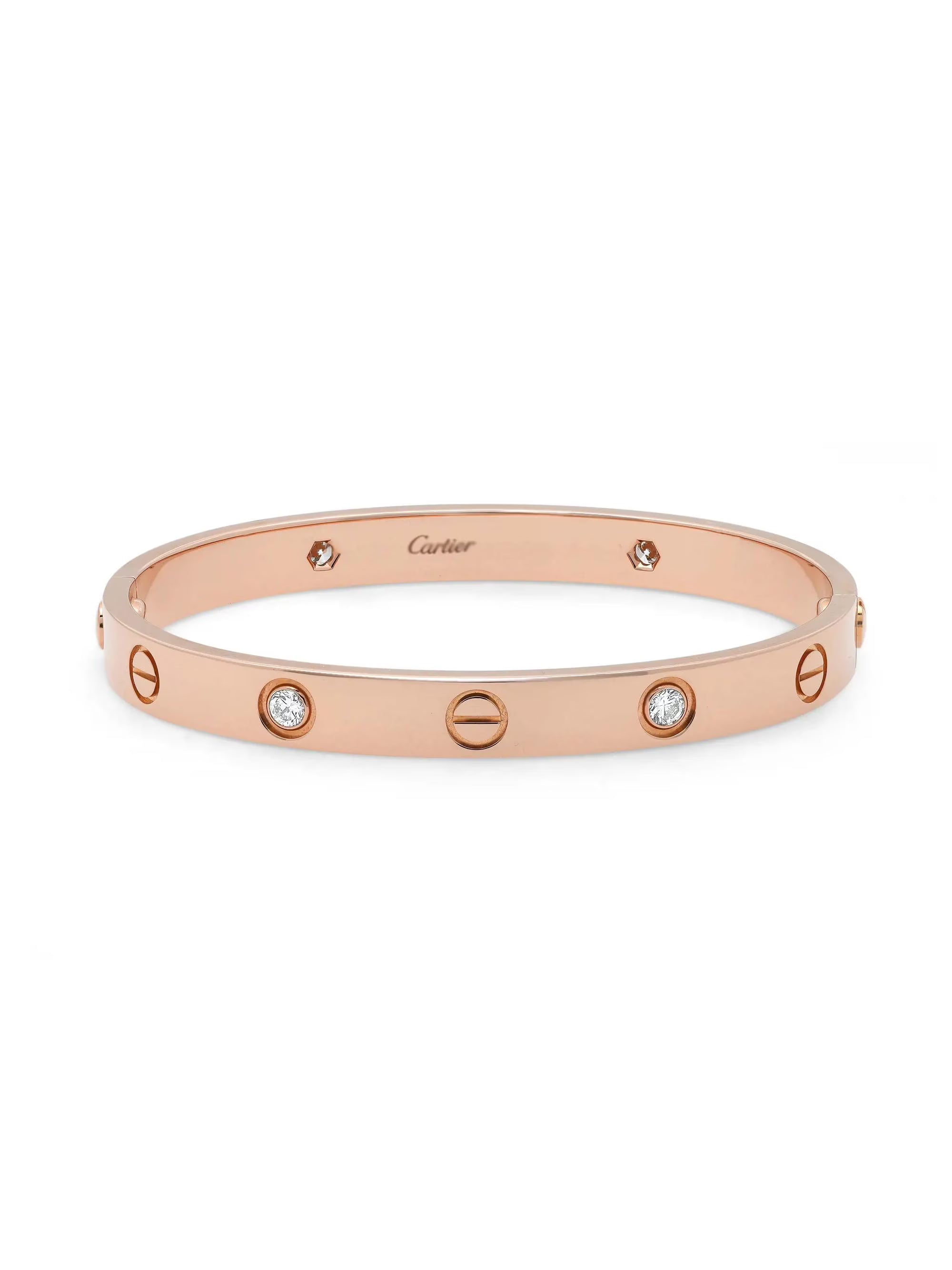 18K Rose Gold Bracelet with 4 Diamonds Size 18 B607