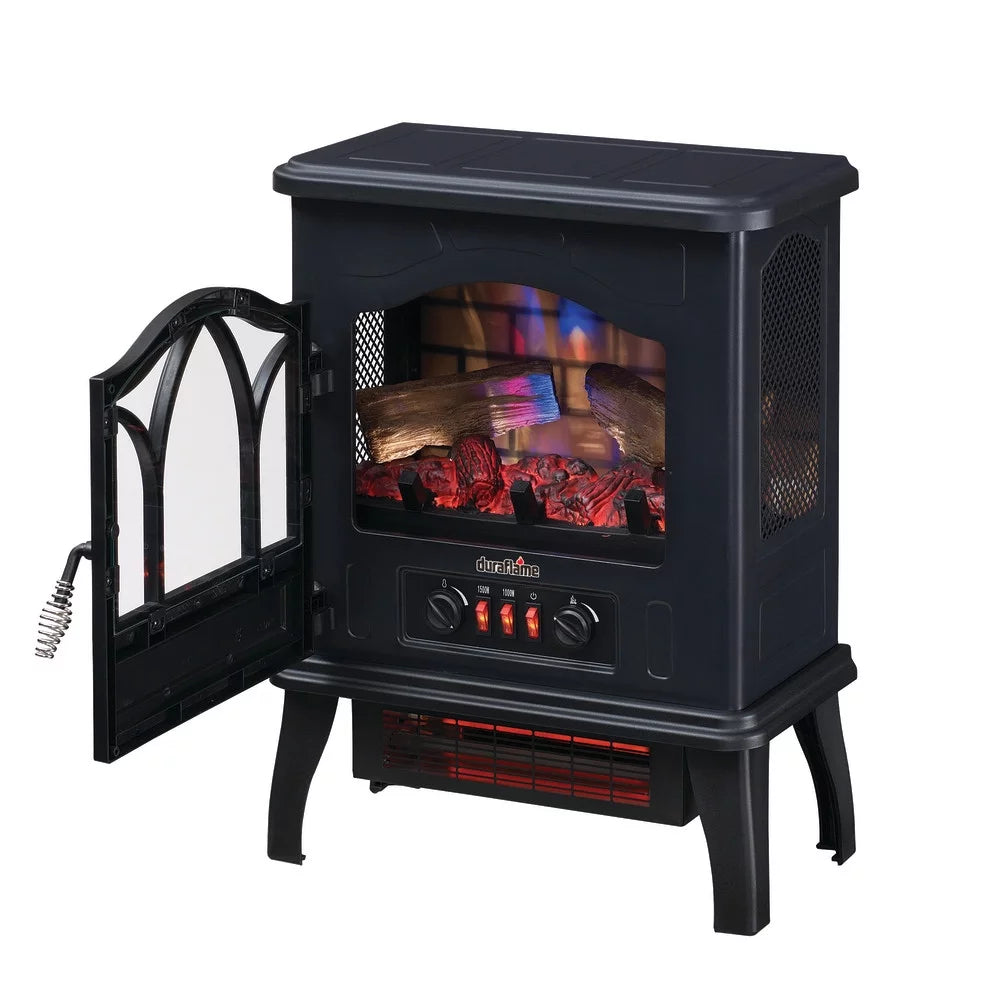 Black 3D Infrared Quartz Electric Fireplace Stove Heater W459487
