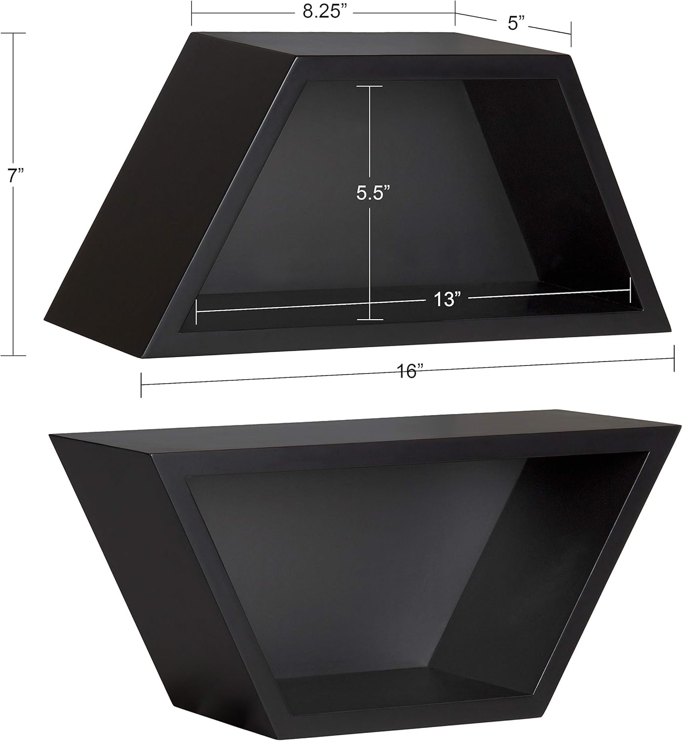 Rustic Brown Geometric Wood Shelf Set, Set of 2 S141