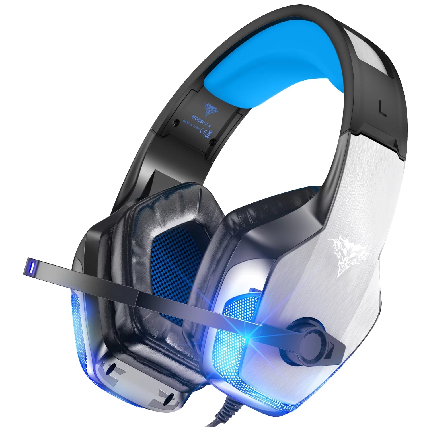 Gaming Headset with Noise Cancelling Mic, LED Light, Over Ear Headphone W295