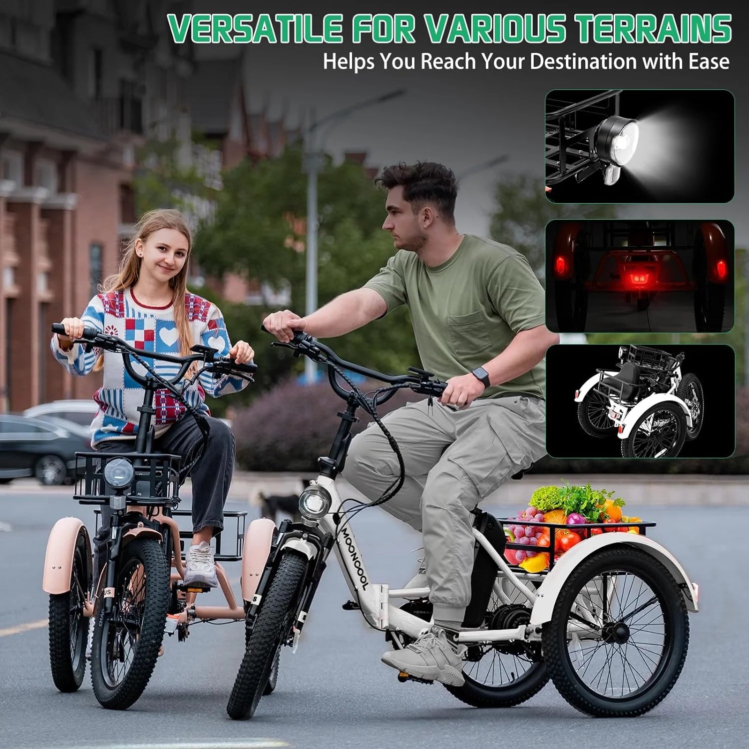 48V 20" Fat Tire 3 Wheel Folding Electric Tricycle O2165