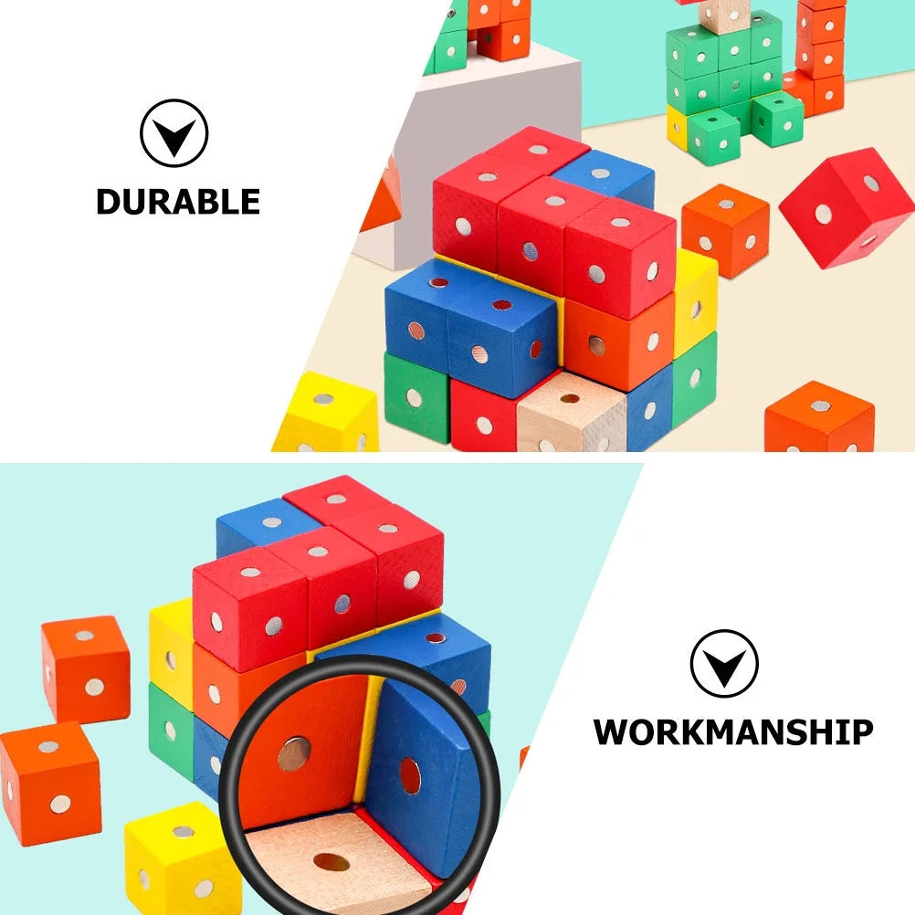 90 Pcs Wooden Magnet Building Blocks Q7925