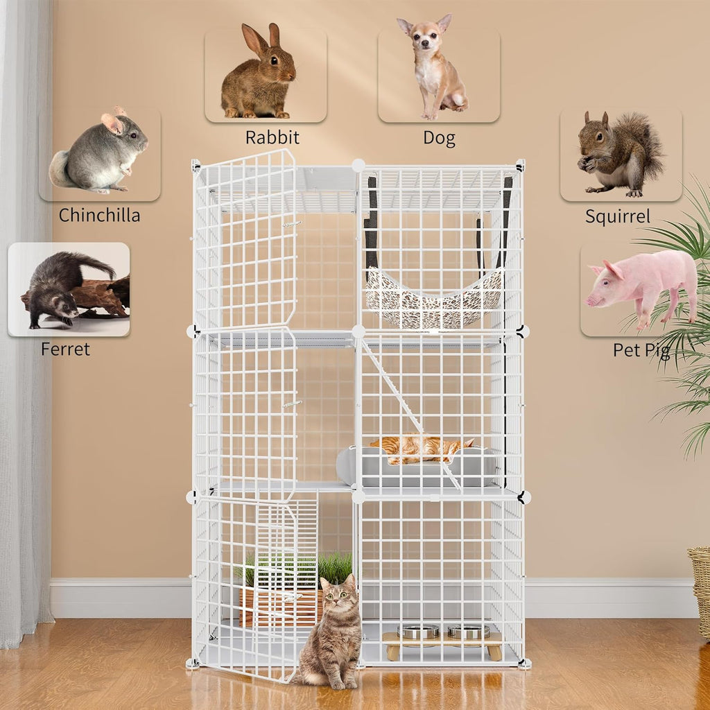 White 3-Tiers Metal Cat Cage X42273