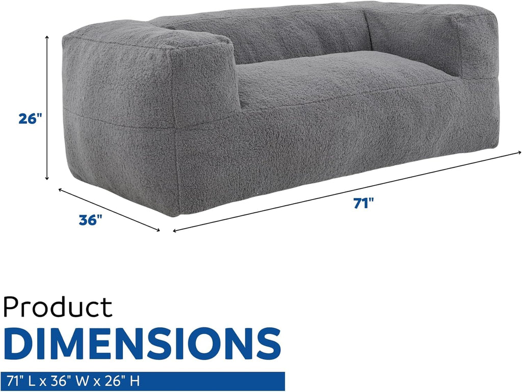 Gray Memory Foam Bean Bag Sofa Chair with Armrest D389