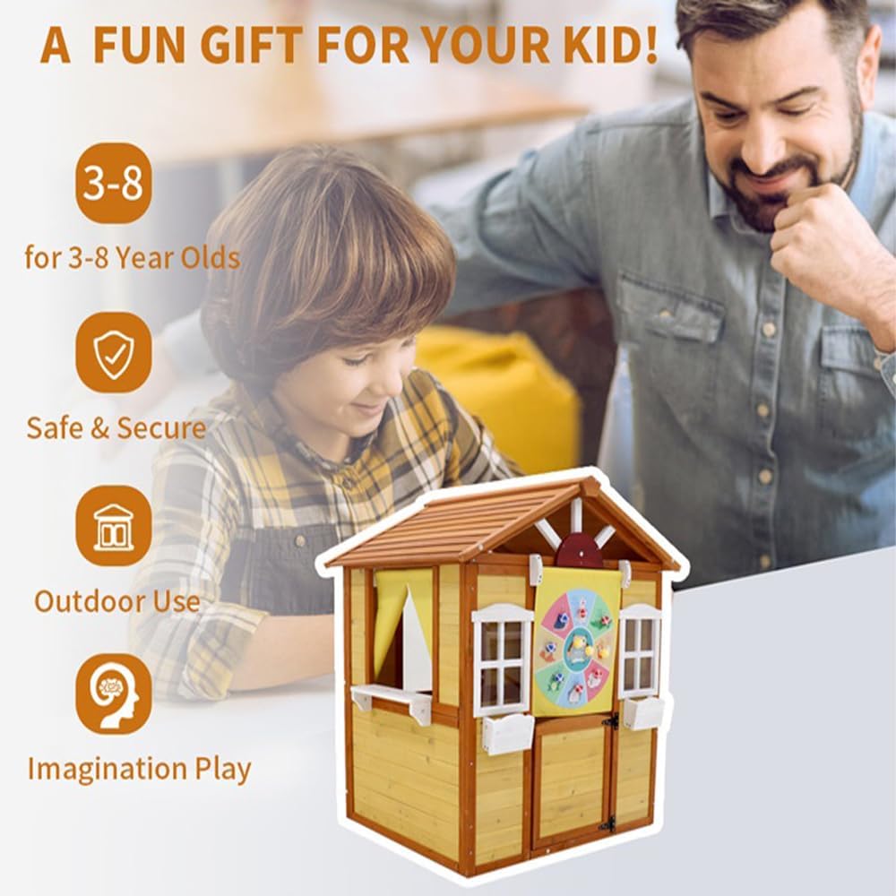 Wooden Playhouse with Working Door and Windows F74734