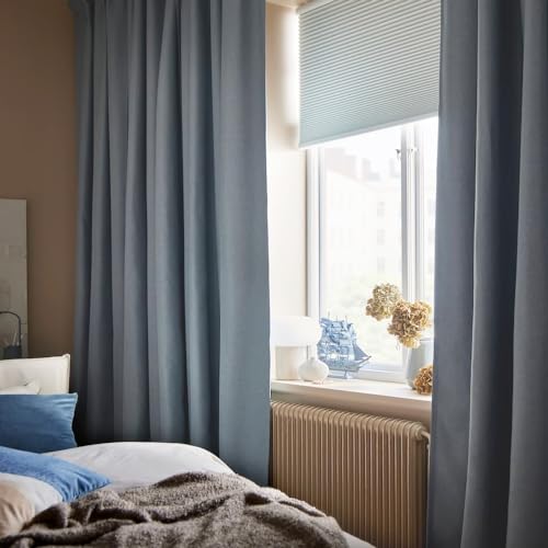Natural Linen Blackout Curtains 84 inch Long, 2pcs, Ivory X981365