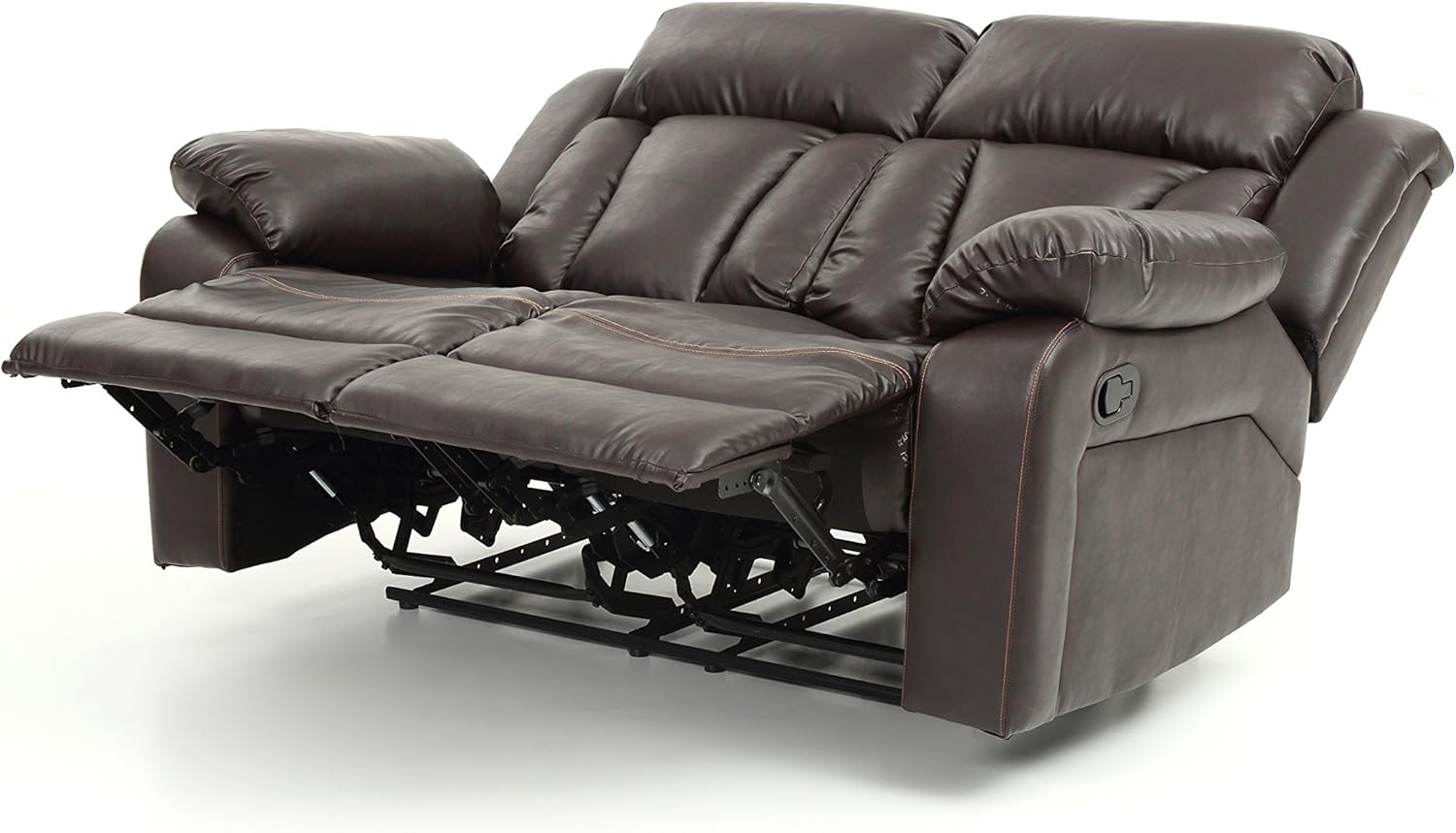 Brown Faux Leather Reclining Loveseat I9491