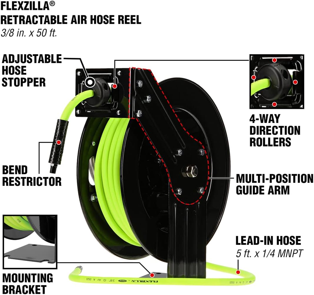 3/8 in. x 50 ft. Heavy Duty Hybrid Air Hose Reel Q87197