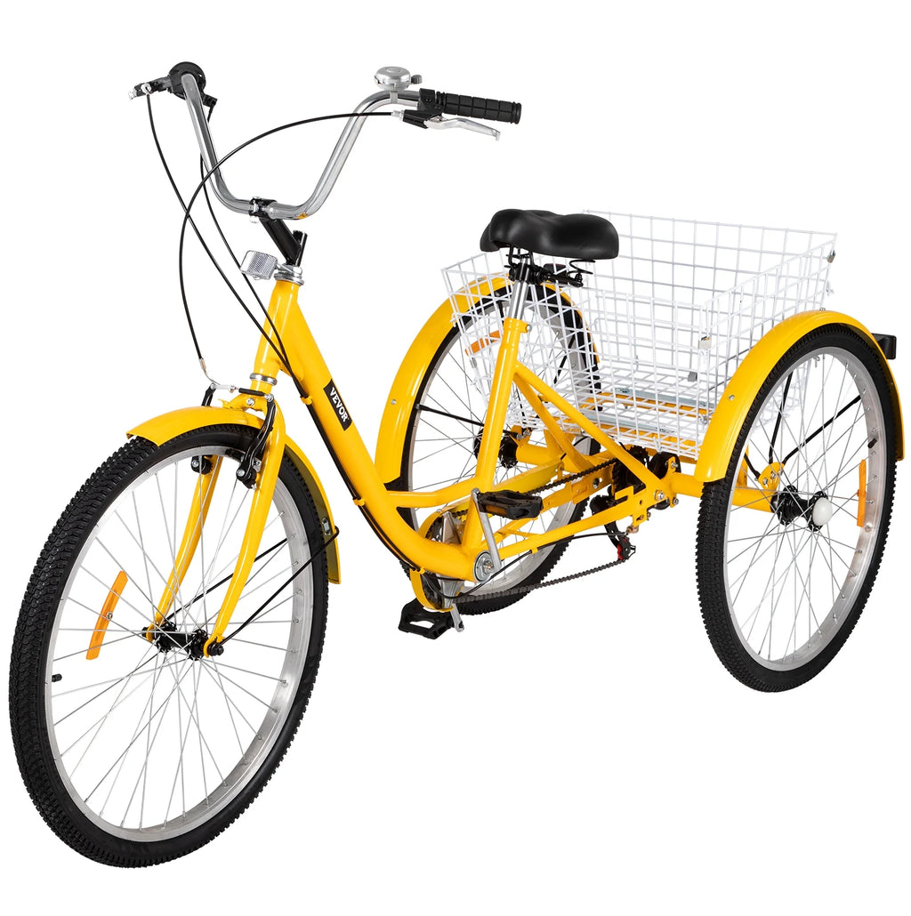 26in 7 Speed 3-Wheels Adult Tricycle with Basket L42897
