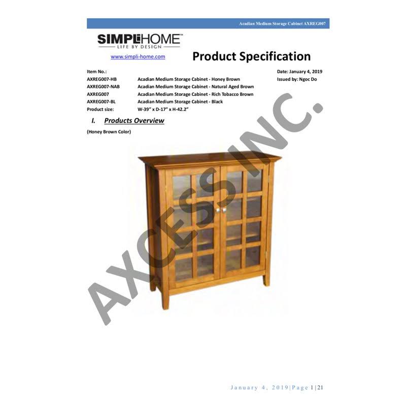 Solid Wood Medium Storage Cabinet in Light Golden Brown C4124