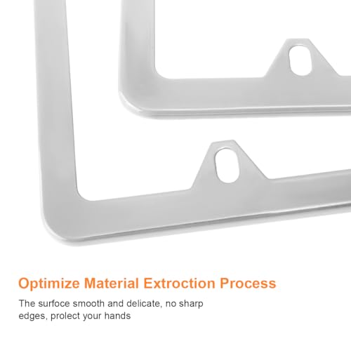 2 Pack Stainless Steel License Plate Frames with Screw Caps Z336