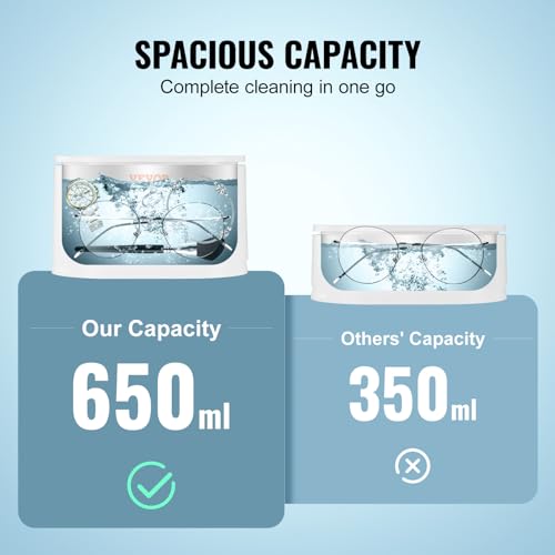 22oz Ultrasonic Jewelry Cleaner with 5 Digital Timer and 2 Cleaning Baskets Z40850