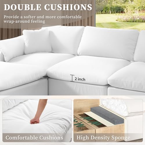 White U-Shaped Sectional Sofa with Detachable Covers T524469