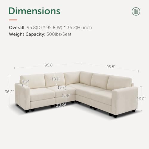 Dark Gray Corduroy 6 Seater Modular Sectional Sofa with Storage W335