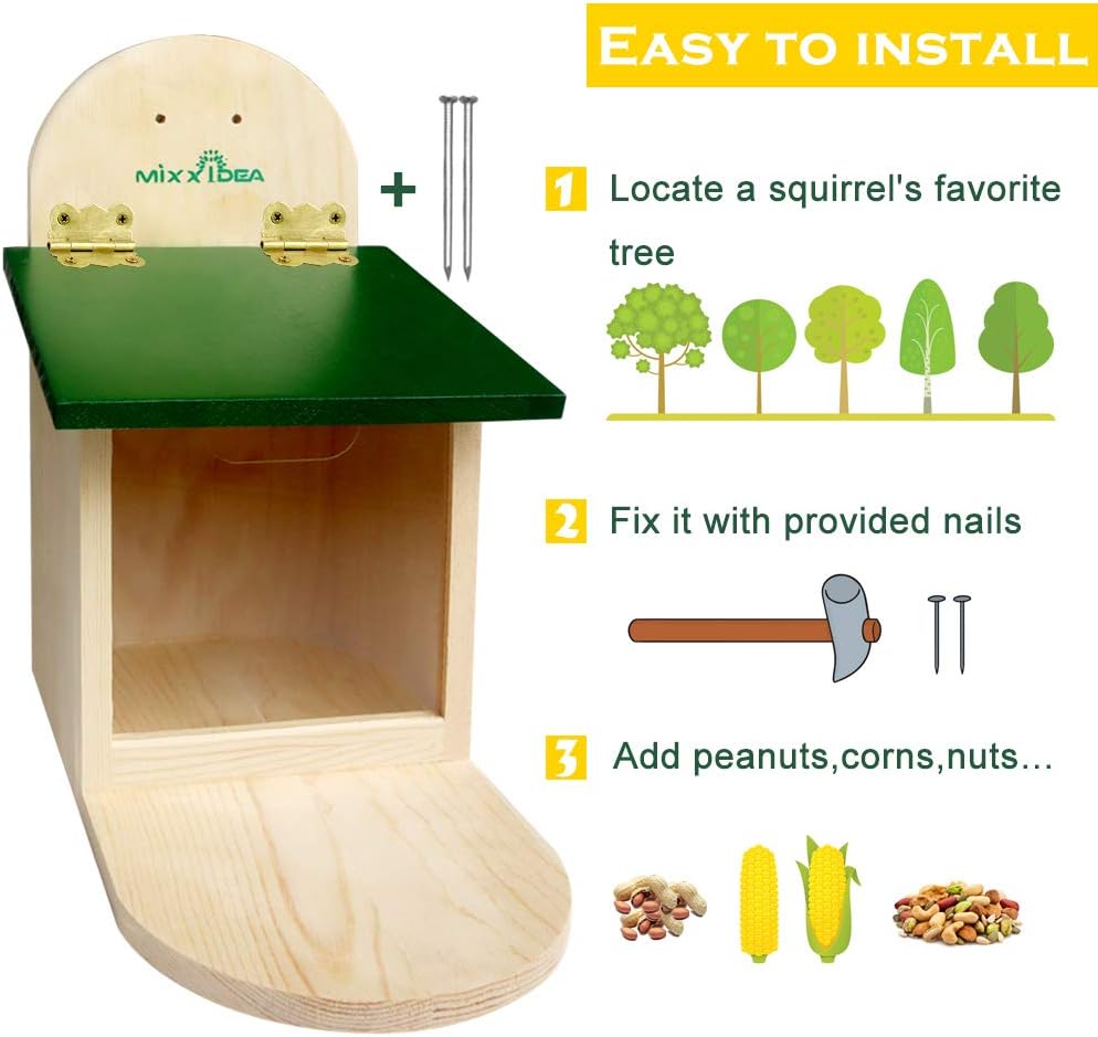 Wooden Squirrel Feeder Box with Umbrella Q158212