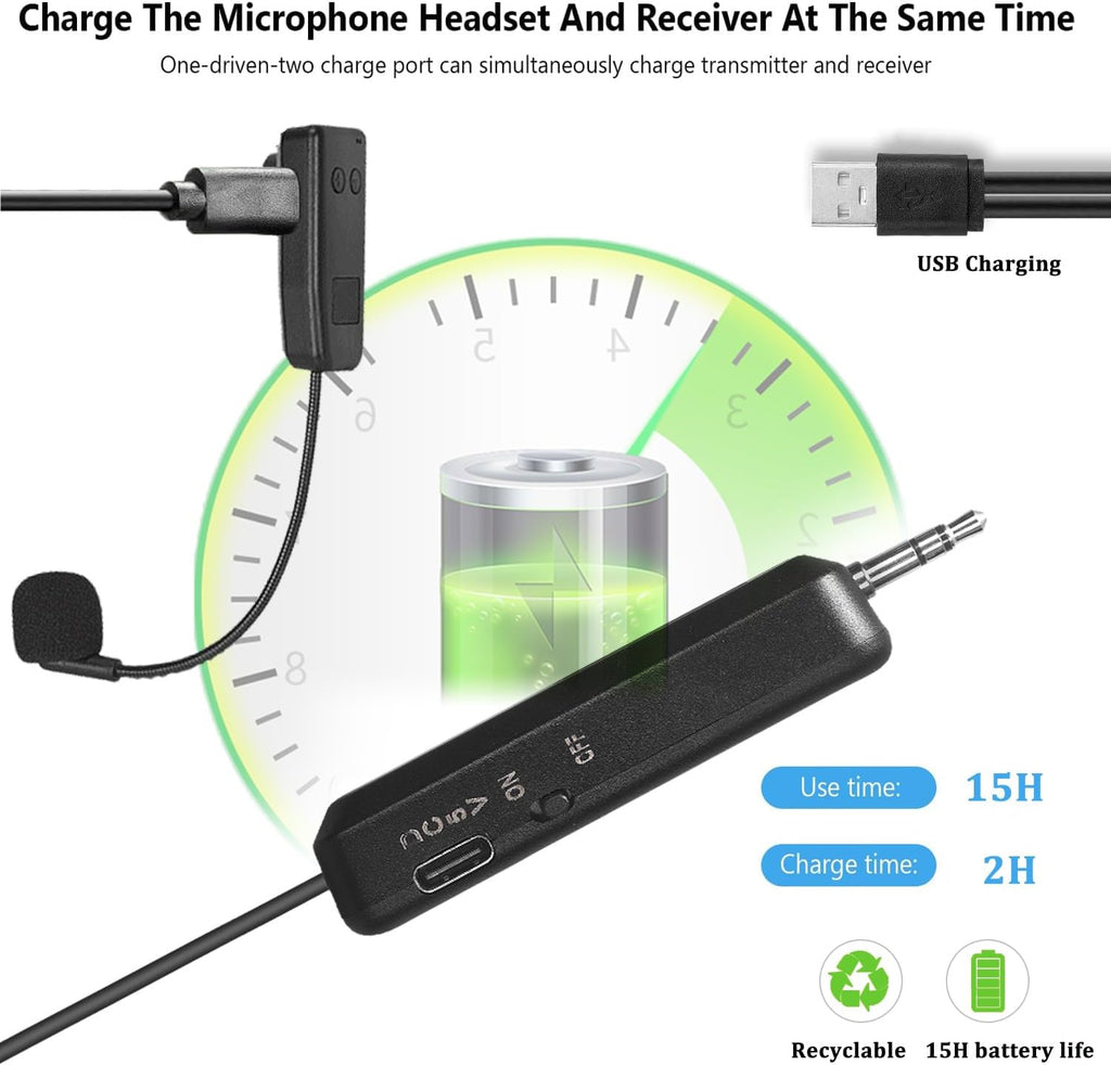 2.4G Wireless Microphone System with Headset Mics and Handheld Mics T608