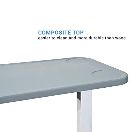 Dark Grey Adjustable Overbed Table with Wheels Y72873