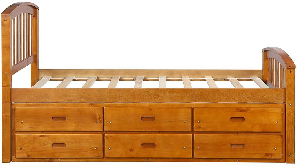 Twin Size Wood Platform Storage Bed with 6 Drawers G49579