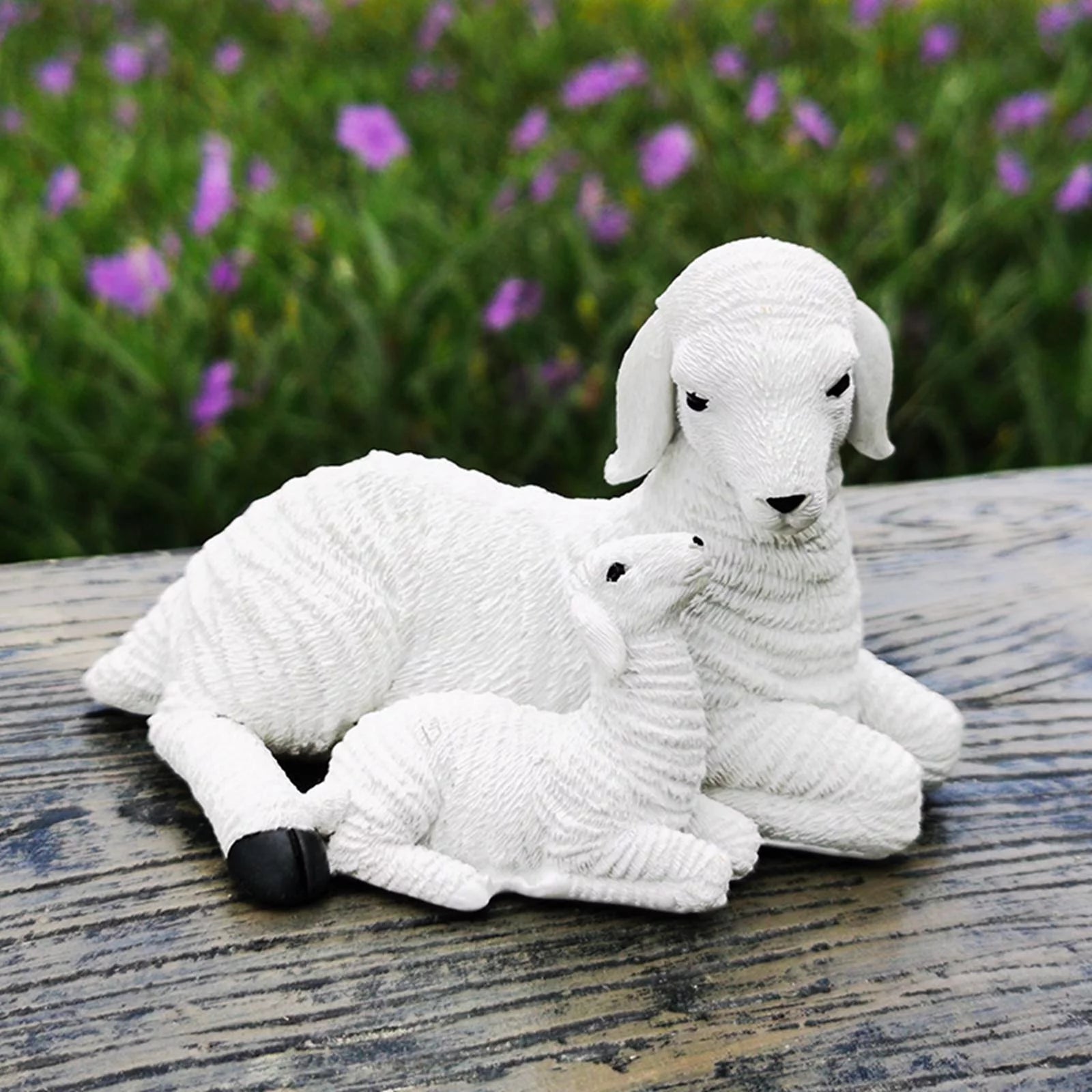 Set of 2 Resin Lamb Figurine Decoration I337891