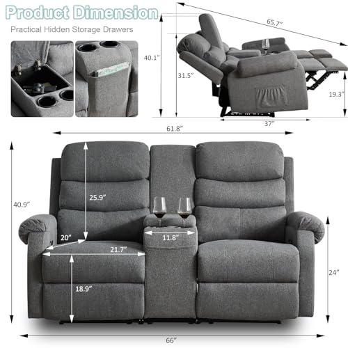 Brown 2 Seater Manual Recliner Loveseat Sofa W553
