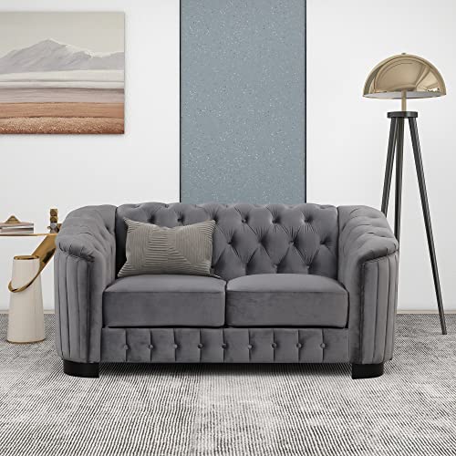 3 Piece Velvet Grey Sofa Set E552