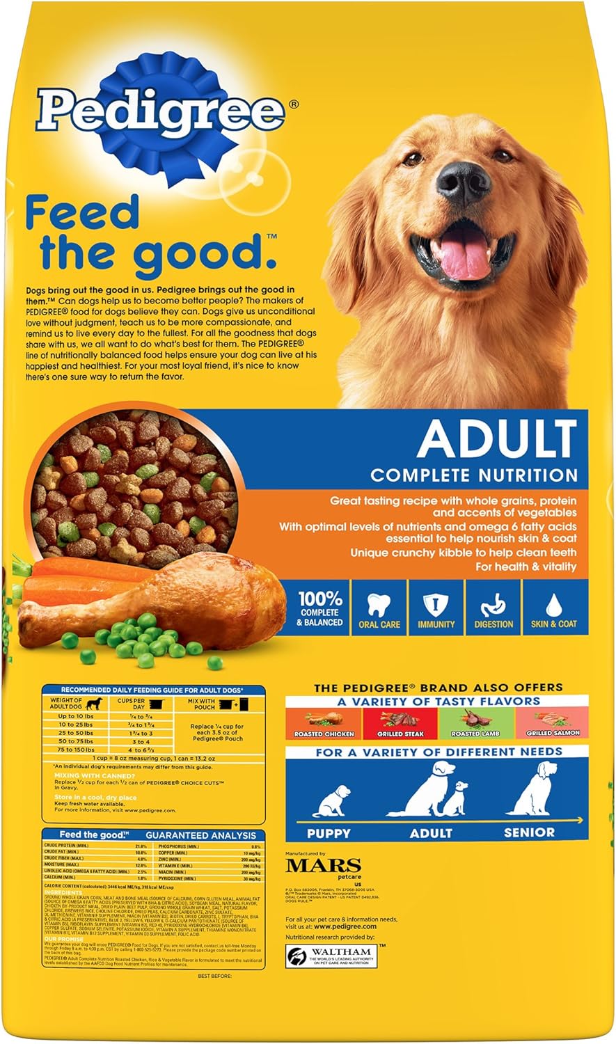 Pedigree Adult Roasted Chicken, Rice & Vegetable Flavor Dry Dog Food 44 Pounds R626