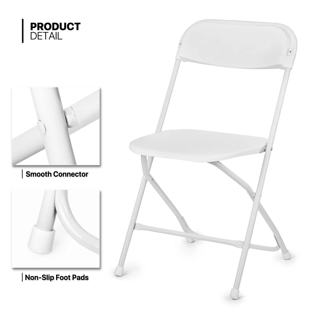 11-Piece 6 Ft Folding Dining Table with Chairs Set, White J149784