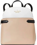 Warm Beige Black Leather Medium Backpack A43723
